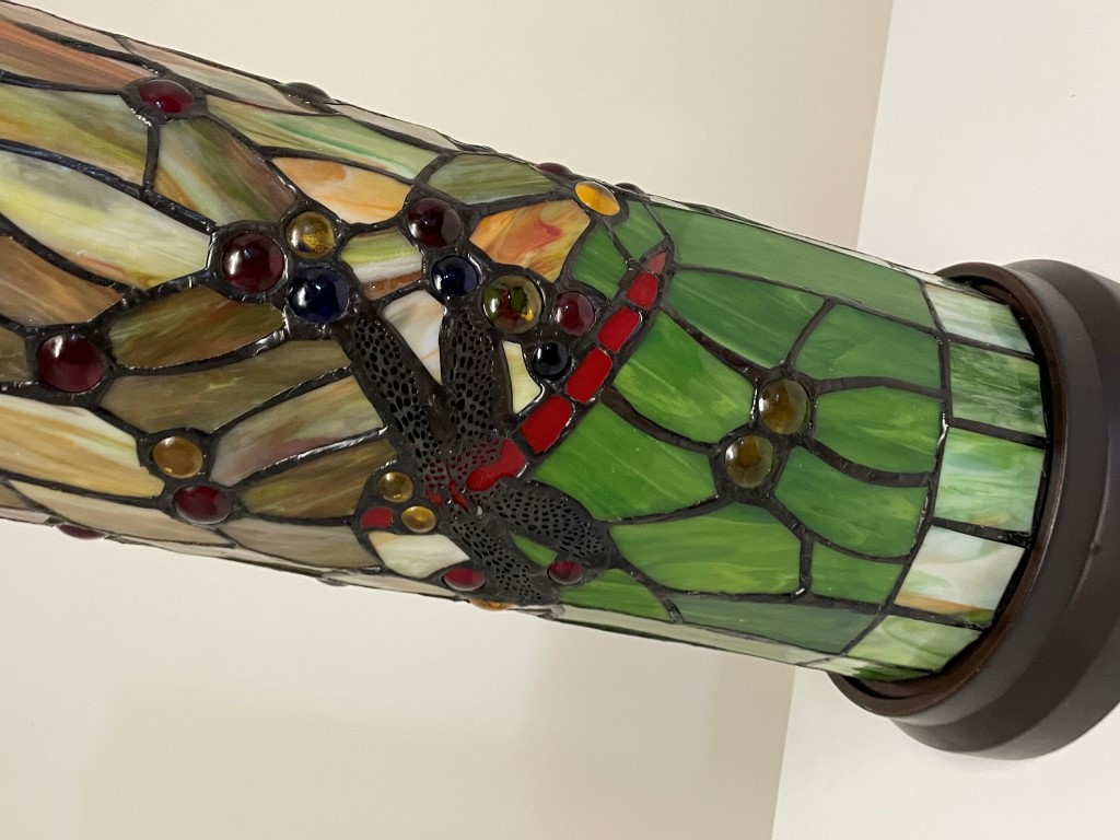 Tiffany windlicht Dragonfly Green hoog