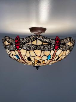 Tiffany plafondlamp 55cm Dragonfly Flow
