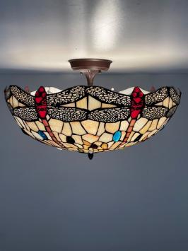 Tiffany plafondlamp 55cm Dragonfly Flow