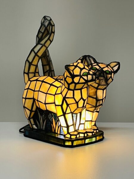 Tiffany dieren Cats – kattenlamp van handgemaakt glas-in-lood - Afbeelding 12