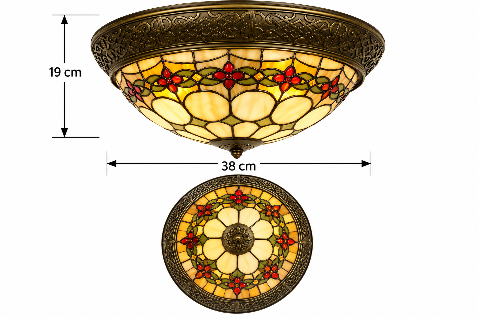 Tiffany plafondlamp Cherry Rand - Afbeelding 4