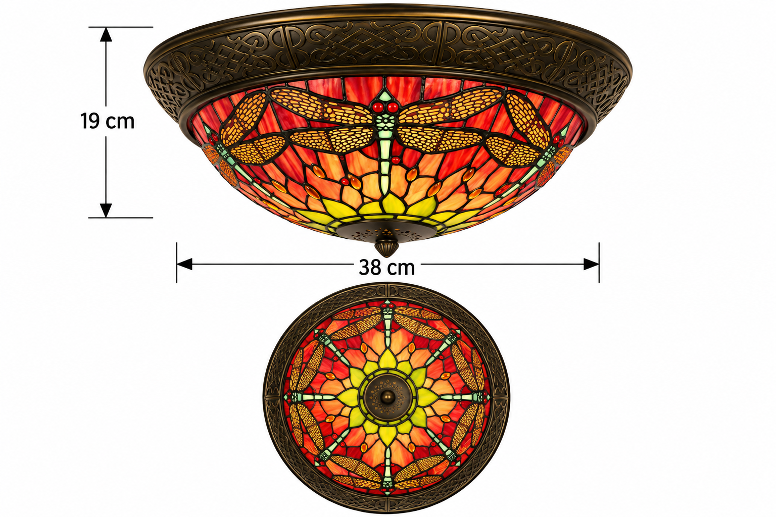 Tiffany plafondlamp Dragonfly Rand - Afbeelding 6