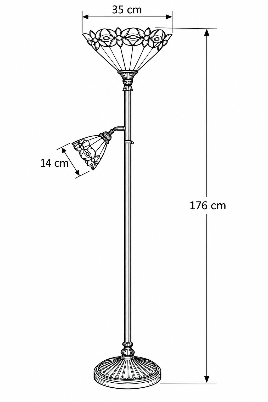 Tiffany uplight Reims met leeslamp – klassieke vloerlamp - Afbeelding 15
