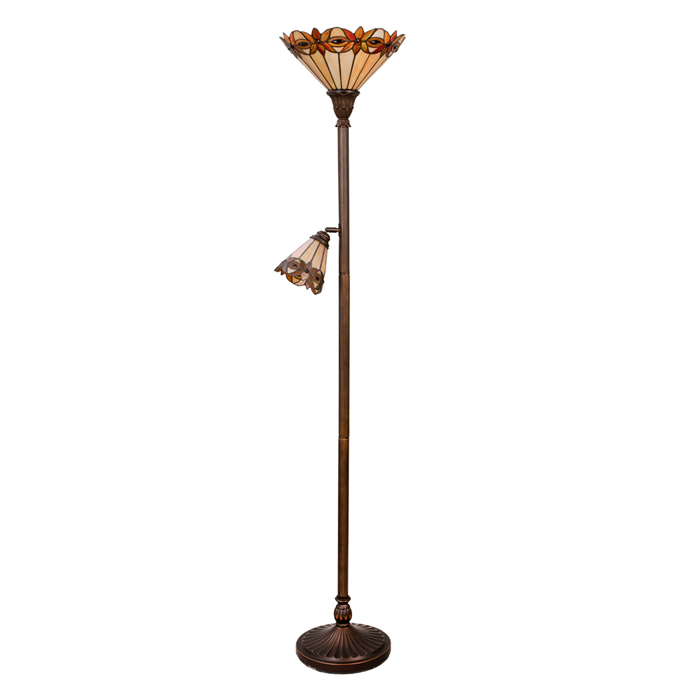 Tiffany uplight Reims met leeslamp – klassieke vloerlamp