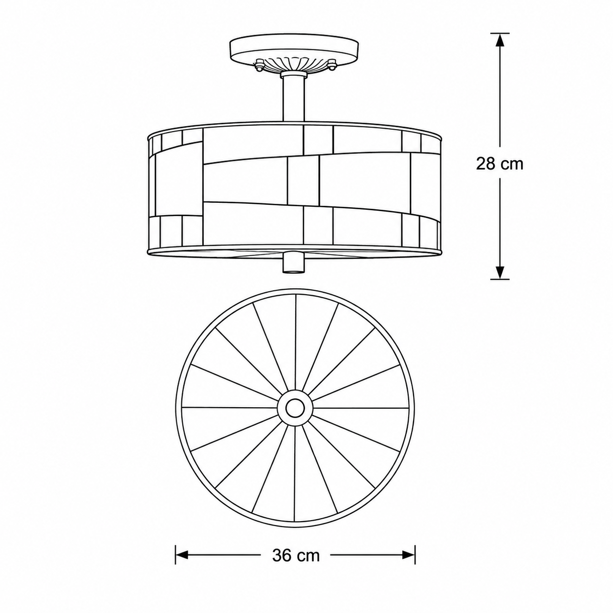 Tiffany plafonnière Roundabout – geometrisch design – Ø 36 cm - Afbeelding 4