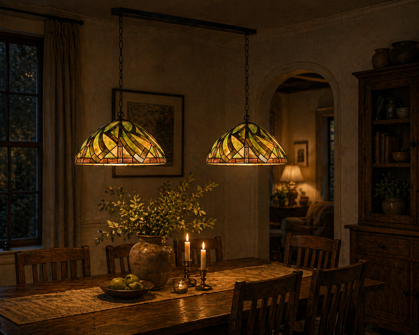 Tiffany hanglamp Willow – 2-lichts balklam - Afbeelding 2