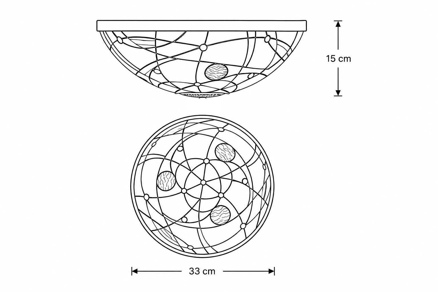 Tiffany plafonnière Starry Night – sterrenhemel design – Ø 33 cm - Afbeelding 5