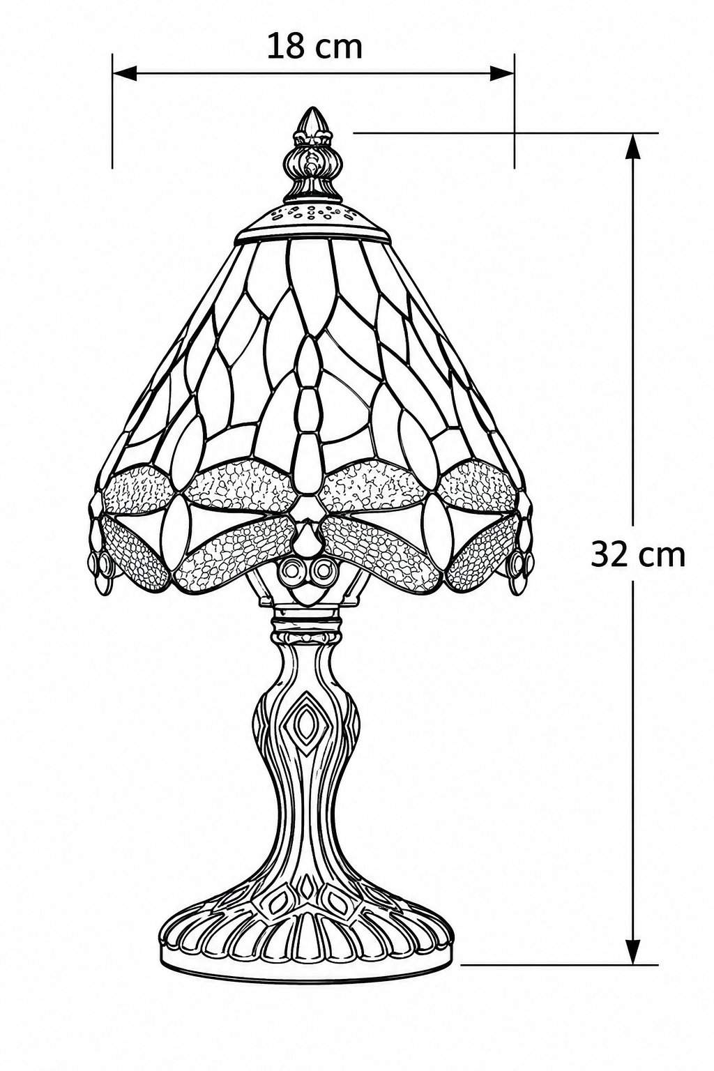 Tiffany Tafellamp 5620 - Ø 18x30 cm Groen Glas Dragonfly - Afbeelding 3