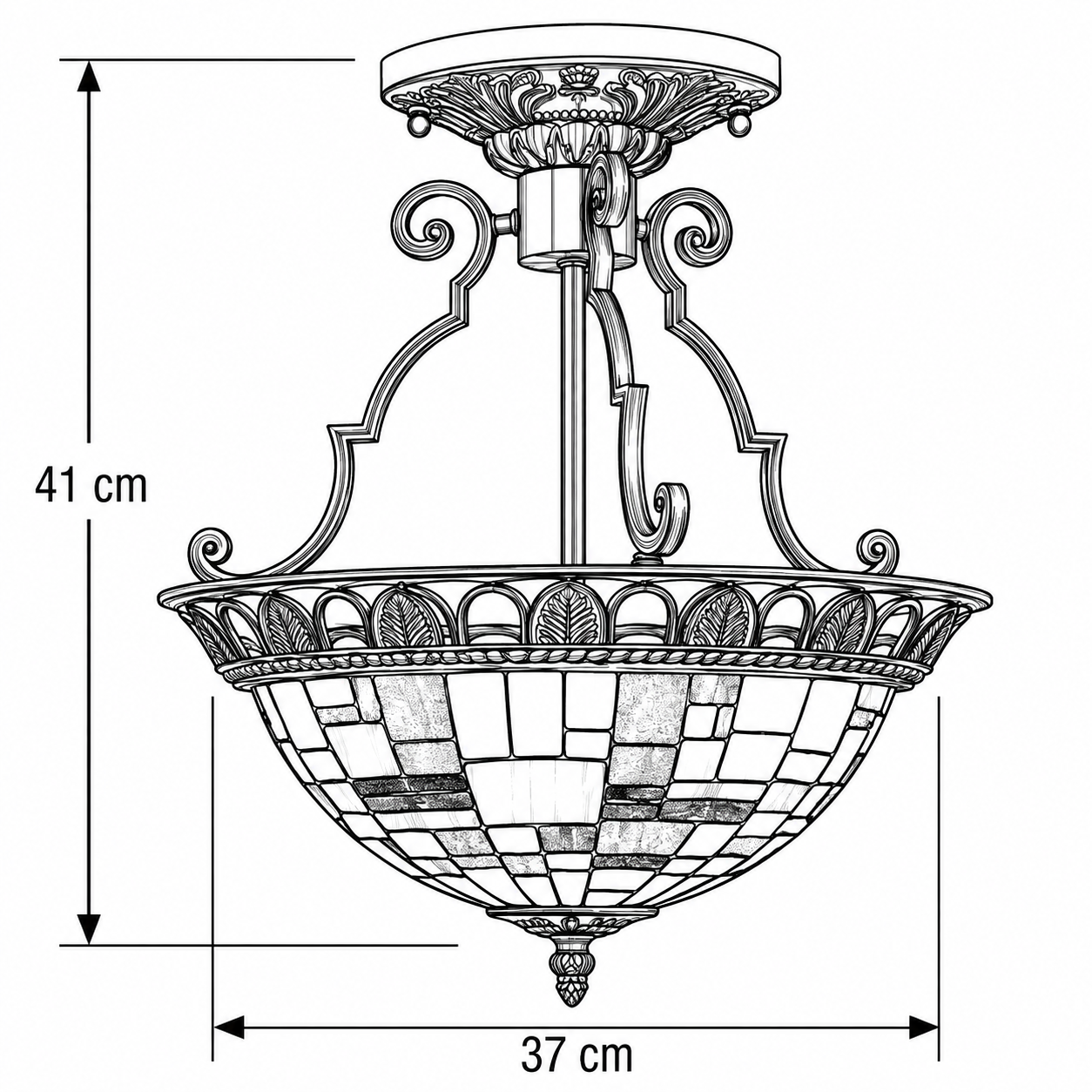 Tiffany plafondlamp Georgia Rustique - Afbeelding 3