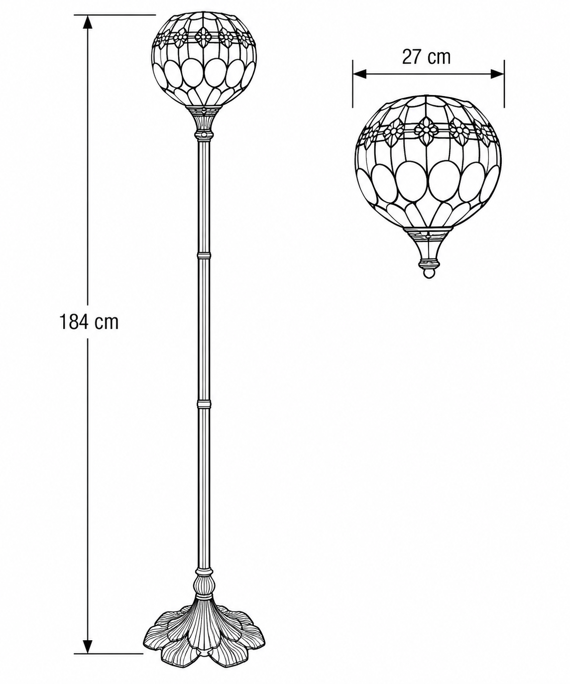 Tiffany vloerlamp Cherry Uplight – 184 cm - Afbeelding 6