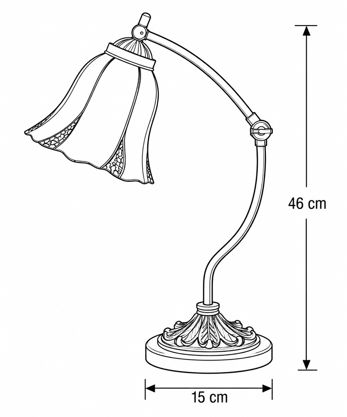 Tiffany bureaulamp Corolla – verstelbare bureaulamp met bloemkap - Afbeelding 15
