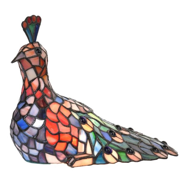 Tiffany Tafellamp Pauw  30x16x30 cm Blauw Groen Glas