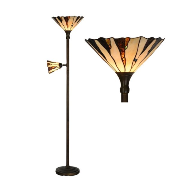 Tiffany vloerlamp Halden β uplight met leeslamp β 178 cm - Afbeelding 6