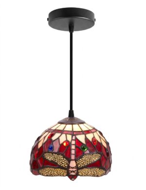 Tiffany hanglamp Dragonfly Belle Rouge 20 cm – libelle rood met snoer