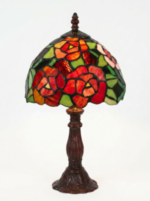 Tiffany tafellamp New York 20cm – P34 rozenmotief glas-in-lood