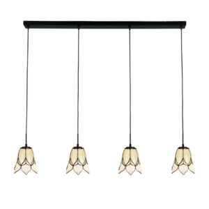 Tiffany hanglamp Lovely Flower White – 4-lichts balklamp – witte bloem