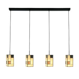 Tiffany hanglamp Mondriaan – 4-lichts balklamp – geometrisch design