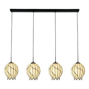 Tiffany hanglamp Nature Open – 4-lichts balklamp – geel glas
