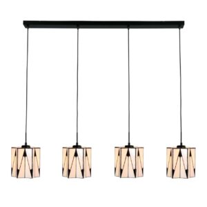 Tiffany hanglamp French Art Deco – 4-lichts balklamp – waaiervorm