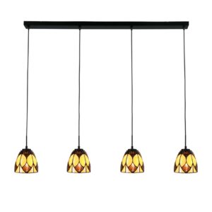 Tiffany hanglamp Parabola Small – 4-lichts balklamp 120 cm