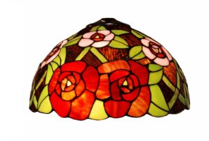 Tiffany lampenkap New York 30 cm – rozenmotief glas-in-lood