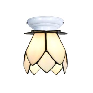 Tiffany plafonnière White Lotus 13 cm – witte lotus plafondlamp