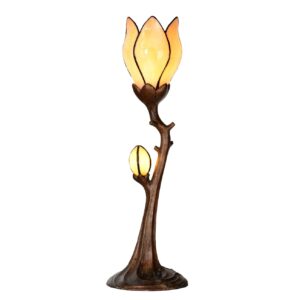 Tiffany tafellamp Calyx 65 cm – Art Nouveau bloemlamp – 2-lichts