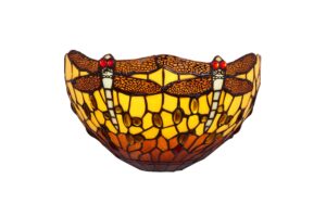 Tiffany wandlamp Dragonfly – libelle amber | 2-lichts Belle Amber