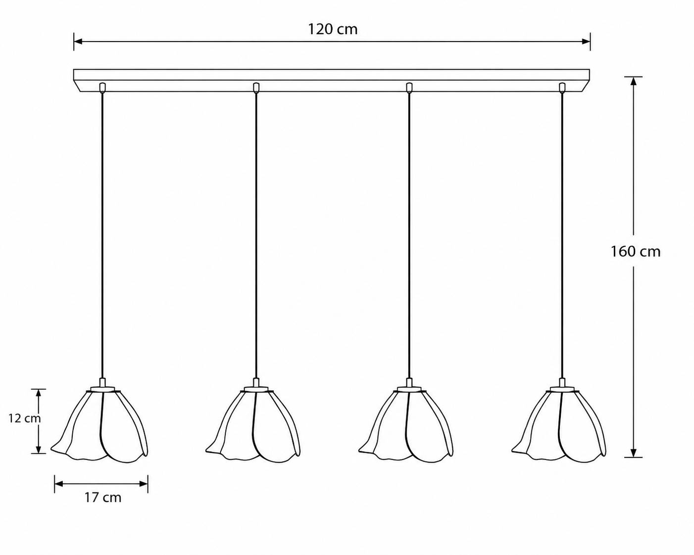 Tiffany hanglamp Tender Poppy – 4-lichts balklamp – klaproos rood - Afbeelding 3