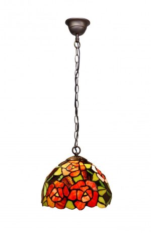 Tiffany hanglamp New York 20 cm – rozenmotief glas-in-lood lamp