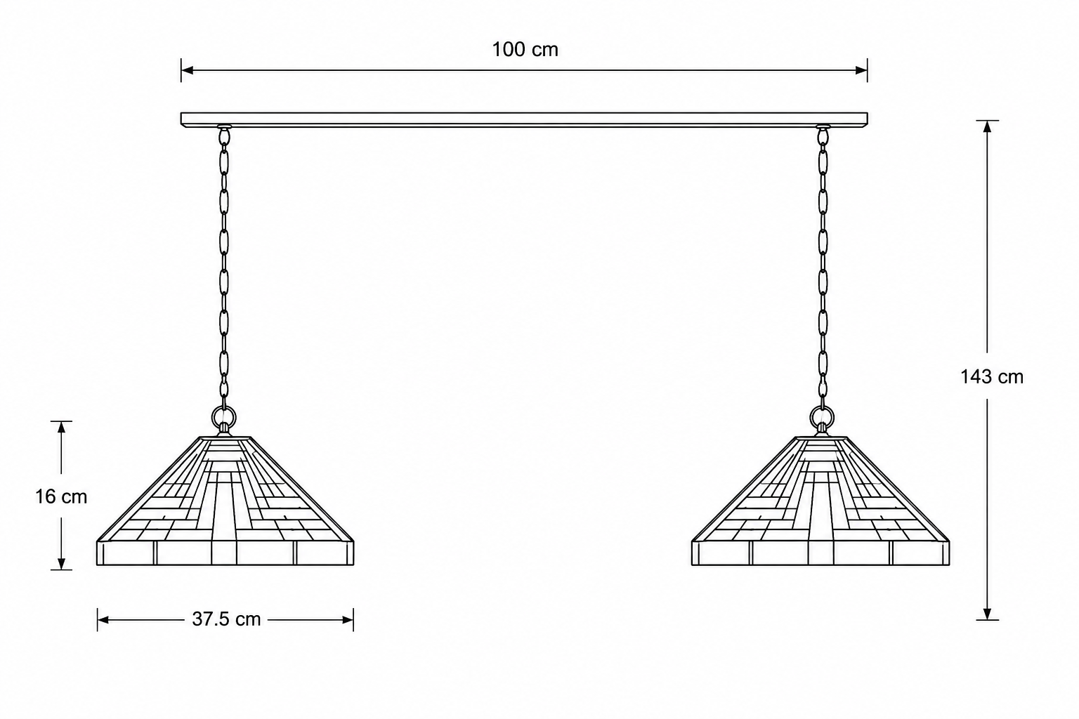 2 x Tiffany Rising Sun aan plafondbalk – geometrisch design – 2-lichts - Afbeelding 6
