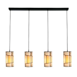 Tiffany hanglamp Roundabout – 4-lichts balklamp – geometrisch design